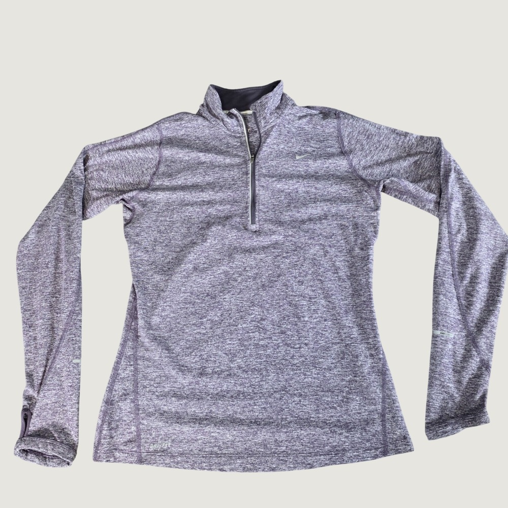 Nike Dri-FIT Element Women M Purple Heather 1/2 Zip Running Pullover 717421-512